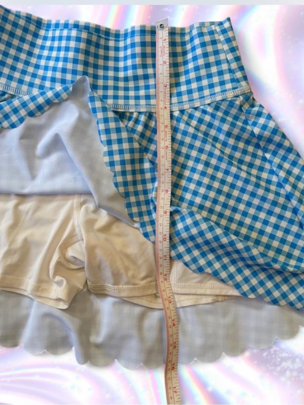 all in motion Blue Gingham Flared Skort